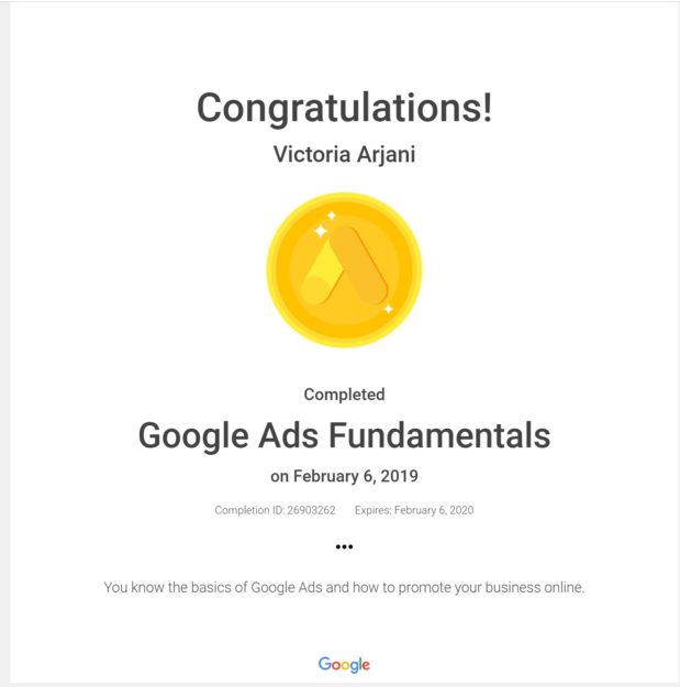 Google Ads Fundamentals cert