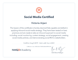 Hubspot Social media certificate