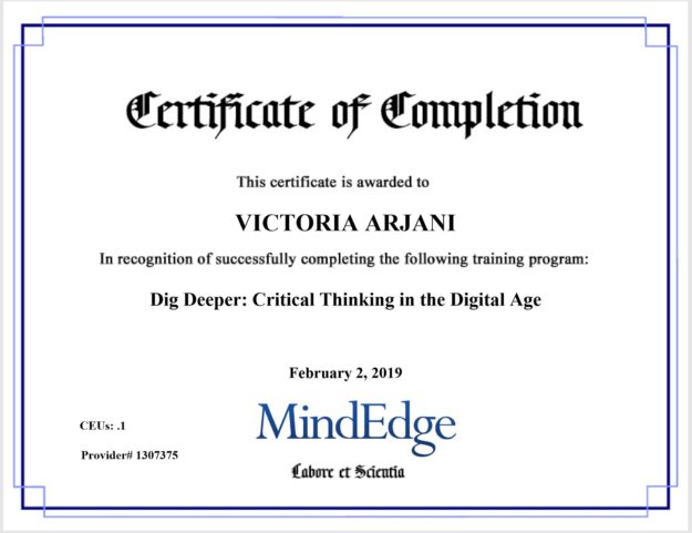 Mindedge Certificate